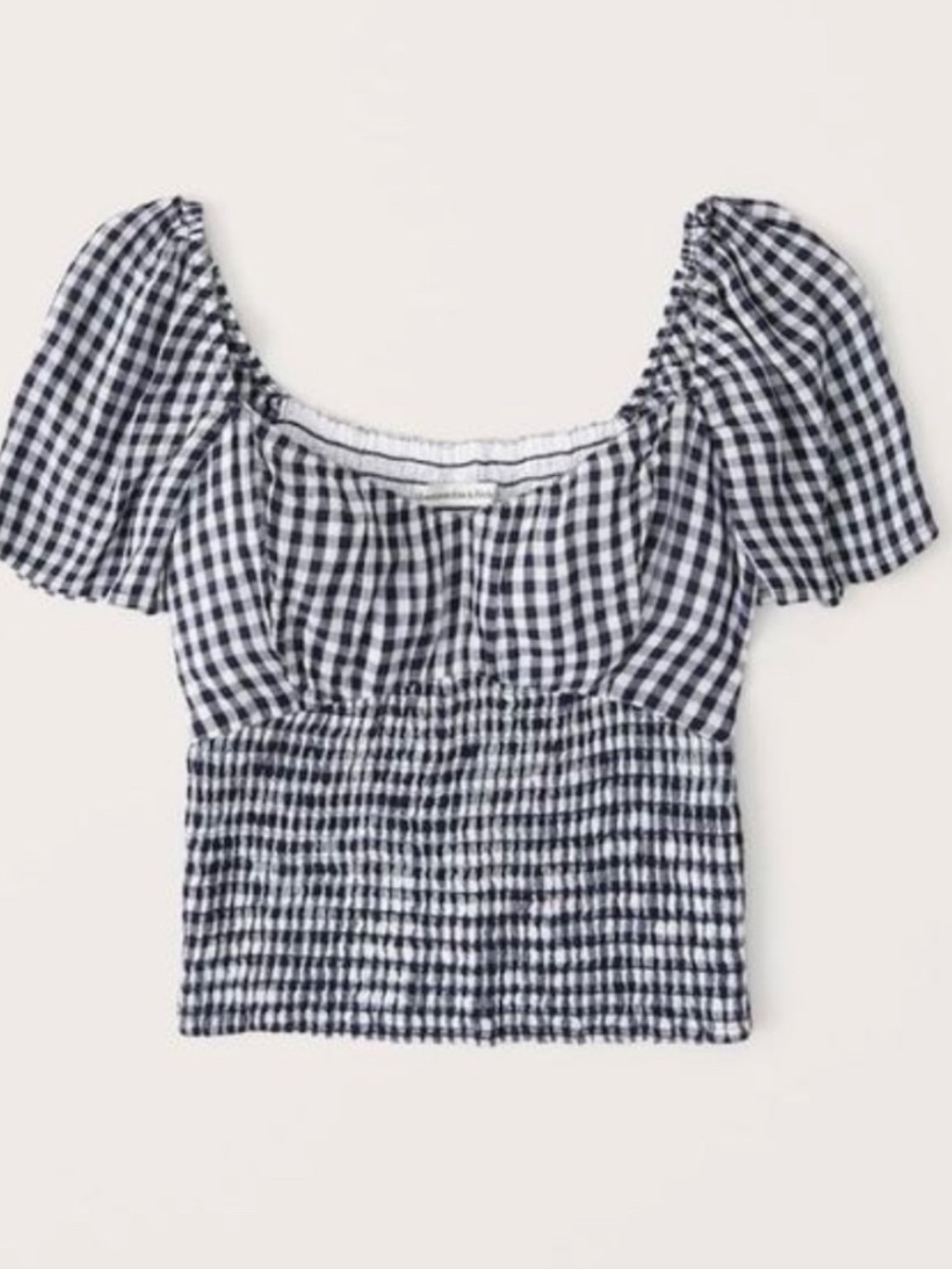 Abercrombie & Fitch Navy & White Gingham Cropped Blouse Sz XS